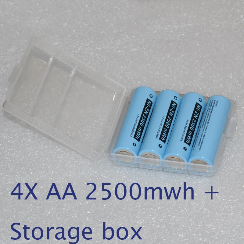 4 шт. 1 6 В аккумуляторная батарея AA Sise 2500mwh Ni Zn NiZn cell + коробка для хранения Замена 2 в