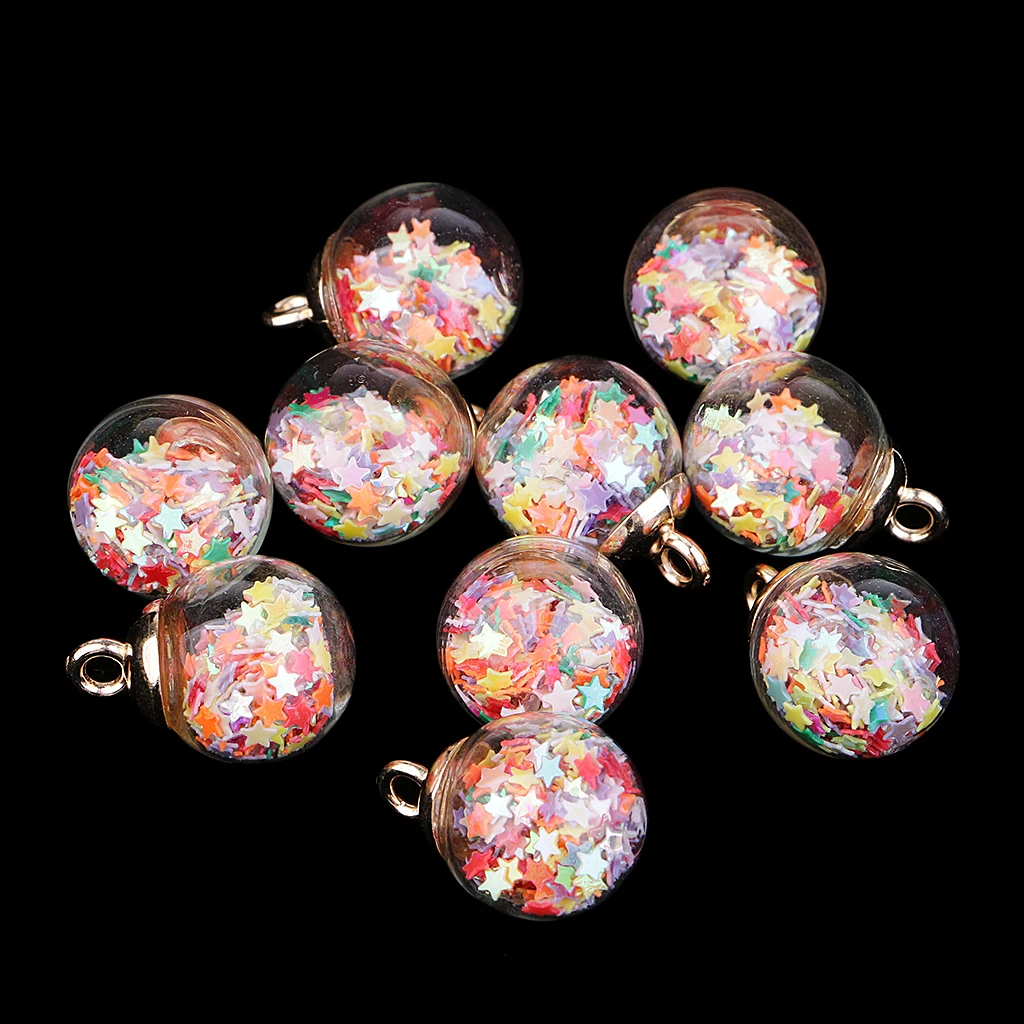 20pcs 16mm Colorful Transparent Glass Ball Star Charms Pendant Finding for Hair Jewelry Accessories Earring Jewelry Making