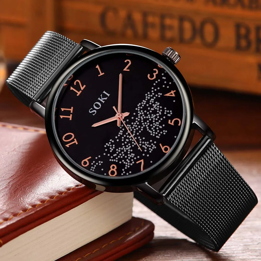 

Men Fashion Unobtrusive Business Simple Personality Digital Dial Net Belt Watch Men's watch Wrist Party decoration Business Watc