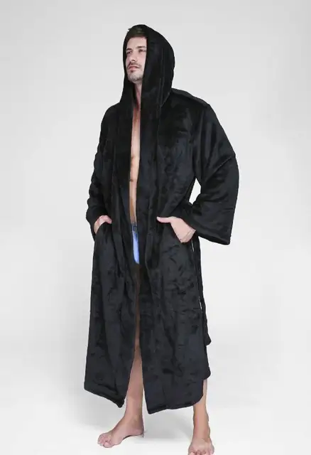 mens designer bathrobe with hood