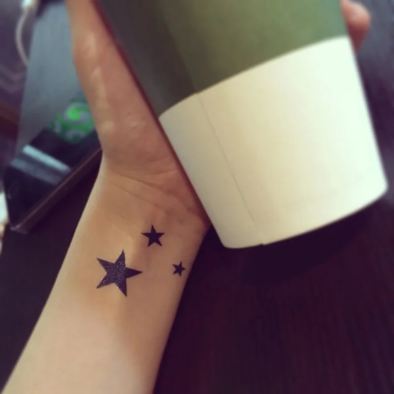 114 Tatouage Flash 3 Piècesensemble Petite étoile Noire étanche Corps Art Flash Tatouage Sticker Mural Autocollant Temporaire In Tatouages