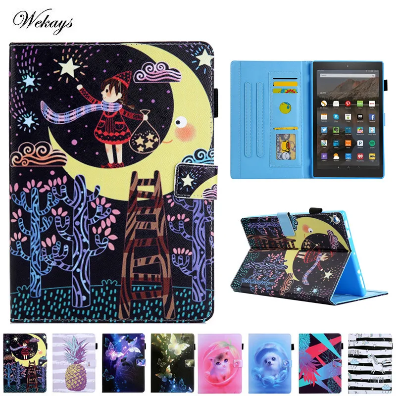 

Case For Amazon Kindle Fire HD 8 HD8 2015 2016 2017 2018 8.0" Soft silicone Cartoon Unicorn Stand Flip Leather Cover Coque Capa