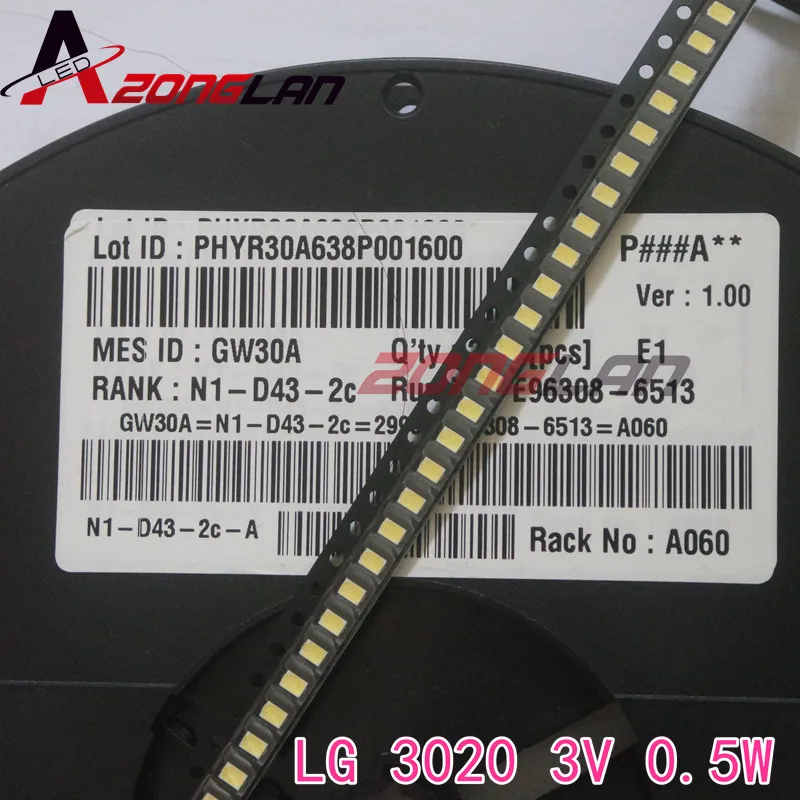 1000 шт./лот для ремонта LG LCD TV Светодиодная лампа с подсветкой SMT SMD светодиоды 3V 3020