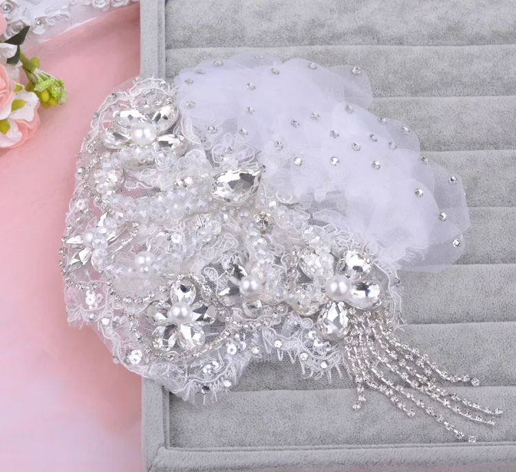 Artesanal de Cristal Cintilante Tiara Coroa de Casamento Da Noiva Flor Headband Nupcial Mulheres prom Coroas  Acessórios Bijoux Cheveux (5)
