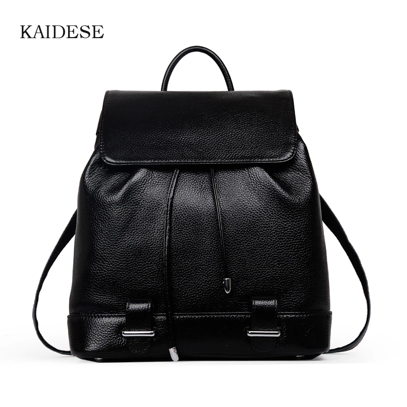 

KAIDESE first layer of cow leather 2017 new contracted travel double shoulder bag full leather travel leisure 100% black soft le