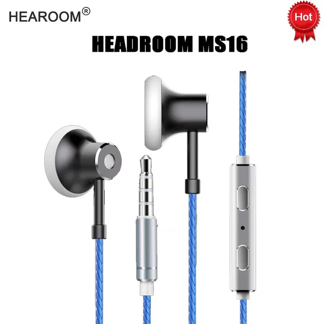 US $7.99 HEADROOM MS16 Earphone with Mic Sports Running Music HIFI Headset Women Man Earplugs Stereo Bass fo