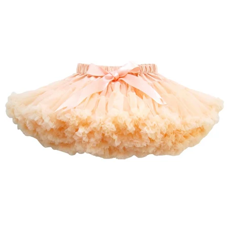 Buenos Ninos/Многослойные шифоновые юбки для девочек; регулируемая посадка на талии; однотонная юбка-пачка; юбка для танцев; рождественская юбка из фатина - Цвет: Apriot