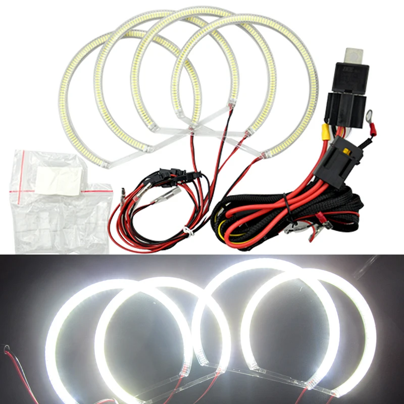 131 мм + 145 SMD светодиодный светильник Angel Eye Halo для BMWE46 3 серии белый 6000K непроектор 12В
