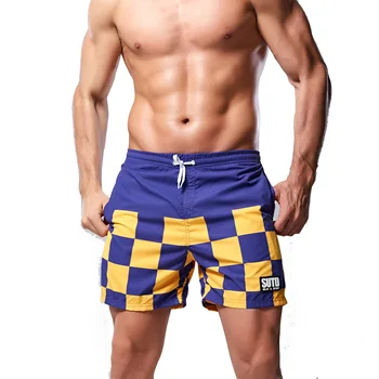 

Quick Drying Checkered Swimwear Male Swim Briefs Summer Beach Shorts Men Plus Size Surfing Swimming Bathing Pants