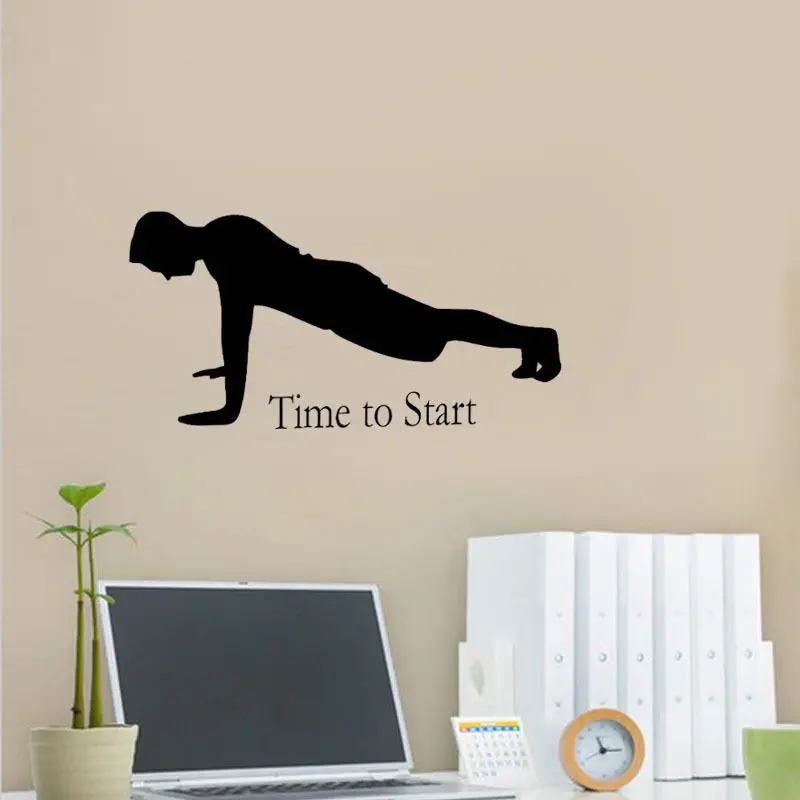 Time To Start Quote Wall Stickers Man Exercise Gym Wall Decals