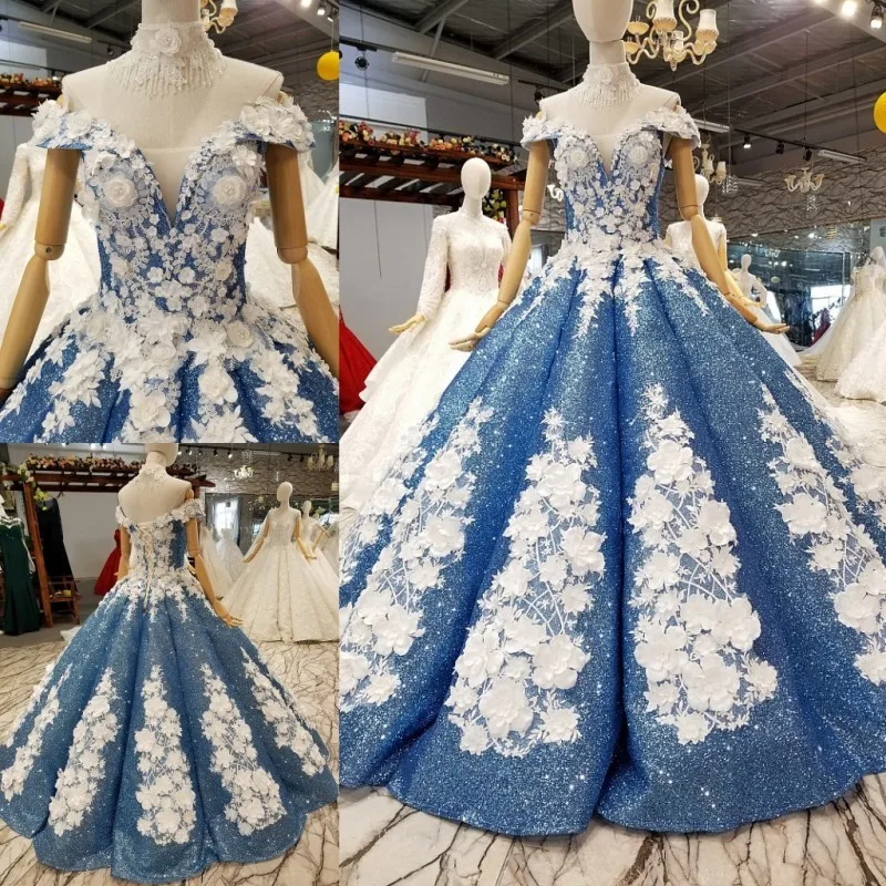 Colorful Royal Blue African Black Girls Wedding Dresses 2018 Lace up