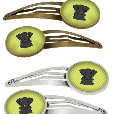 Carolines Treasures BB1297HCS4 Checkerboard Lime Green & Black Labrador Barrettes Hair Clips Set of 4