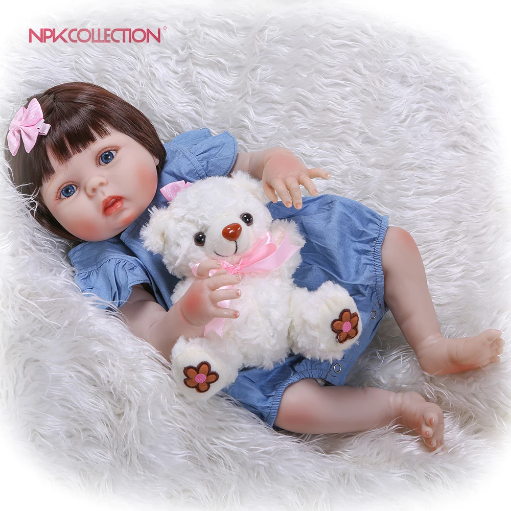 

NPKCOLLECTION 22" 55cm Baby Girl Reborn Dolls Kids Toy Full Silicone Vinyl Real Life Bebe Reborn Alive Doll Handmade Bonecas