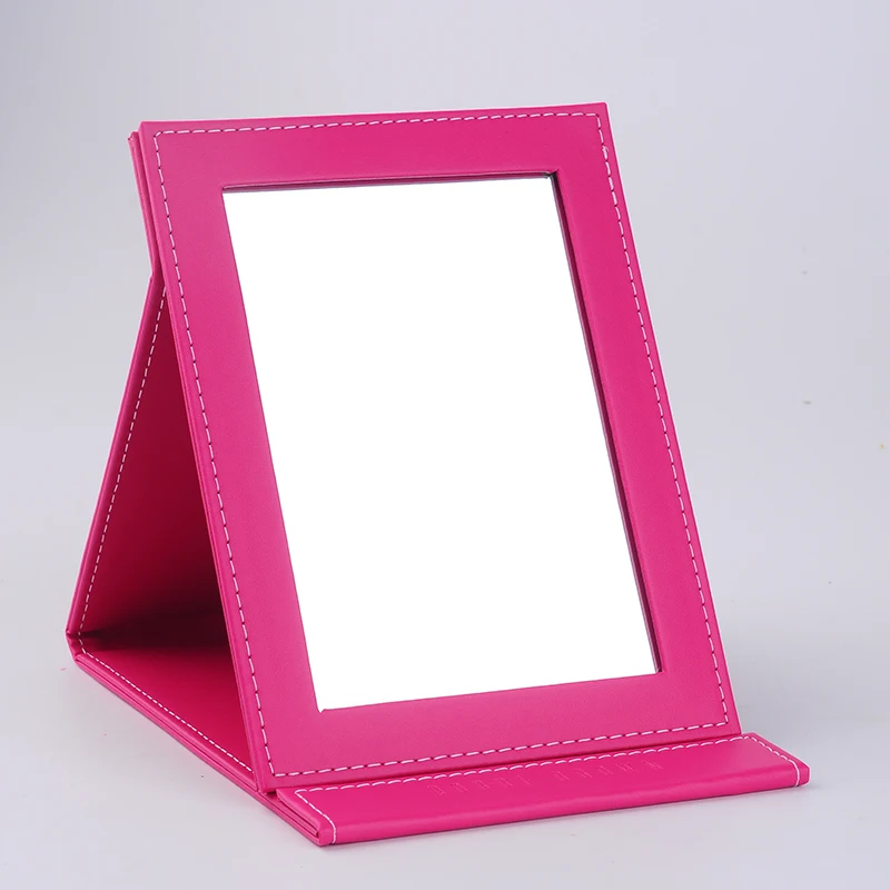 Складное портативное зеркало для макияжа Настольный средний и маленький PU кожаный туалетный зеркало карманное зеркало без света - Цвет: L