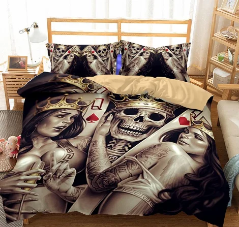 

Drop Shipping 3D Skull Bedding Set Print Duvet cover set life like Bedclothes with pillowcase bed set Home Textiles