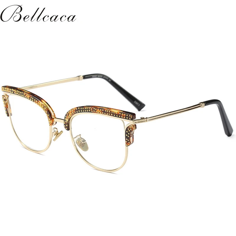 Bellcaca, оптические очки, женские модные очки по рецепту, алмазные очки, оправа, прозрачные линзы, BC824 - Цвет оправы: 97518  Leopard