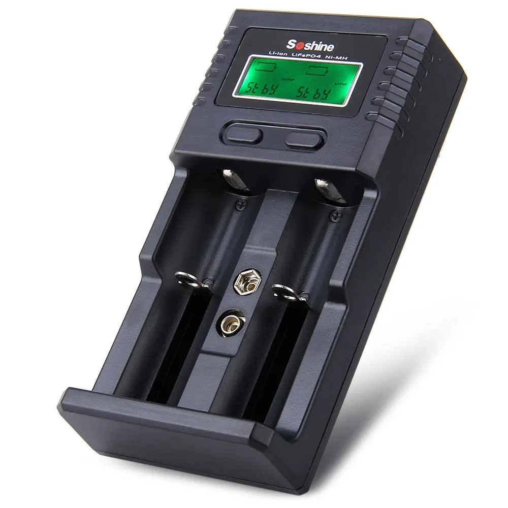 Soshine H2 Battery Charger 2 Slots LCD Digital Rechargeable Battery