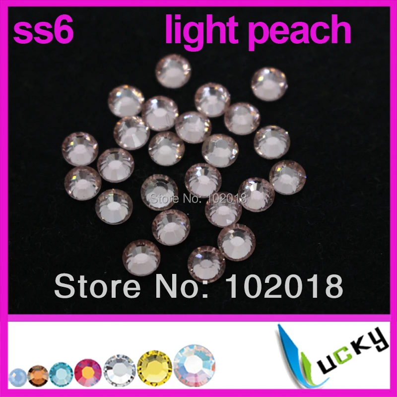 

1440pcs! Hot sale highest quality HOT FIX DMC rhinestones Copy swarov 2038 ss6/2mm Light Peach Color Strass crystal Beads