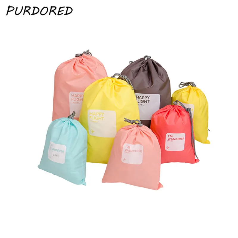

PURDORED 4 pcs/set Travel Drawstring Bag Clothes Tidy Organizer Shoes Clothes Storage Bag Travel Accessories Bags Dropshipping