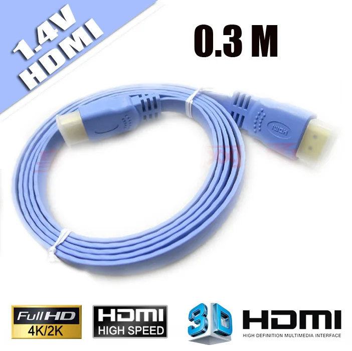 HDMI кабель 0 3 м позолоченный штекер Blue1080P 3D Для HDTV компьютера Android ТВ Кабо |