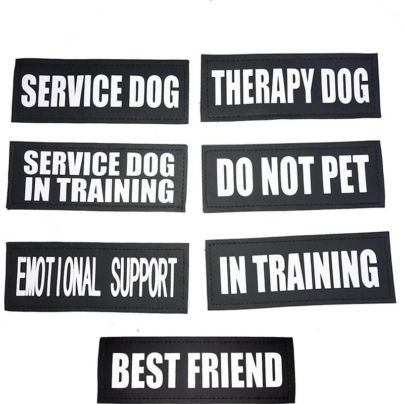 

4pcs Pet Patches For Dog K9 Vest Harnesses Reflective Removable Stickers ID Tags With Hook Backing Pets In Training DIY Logo