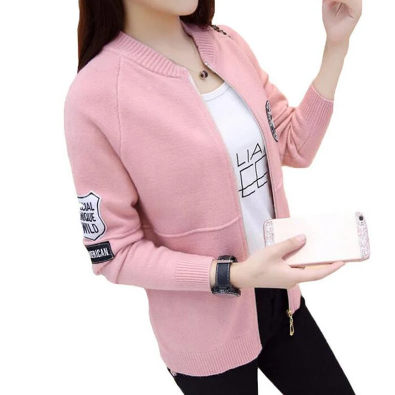 

Women sweater zipper 2018 new autumn female sweater cardigan solid color slim student short design outerwear teenage girl