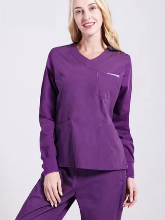 Медицинский скраб наборы мужская хирургическая чистая одежда костюм хирурга врачи Костюмы больницы стоматологическая клиника лабораторный пиджак комбинезоны - Цвет: purple