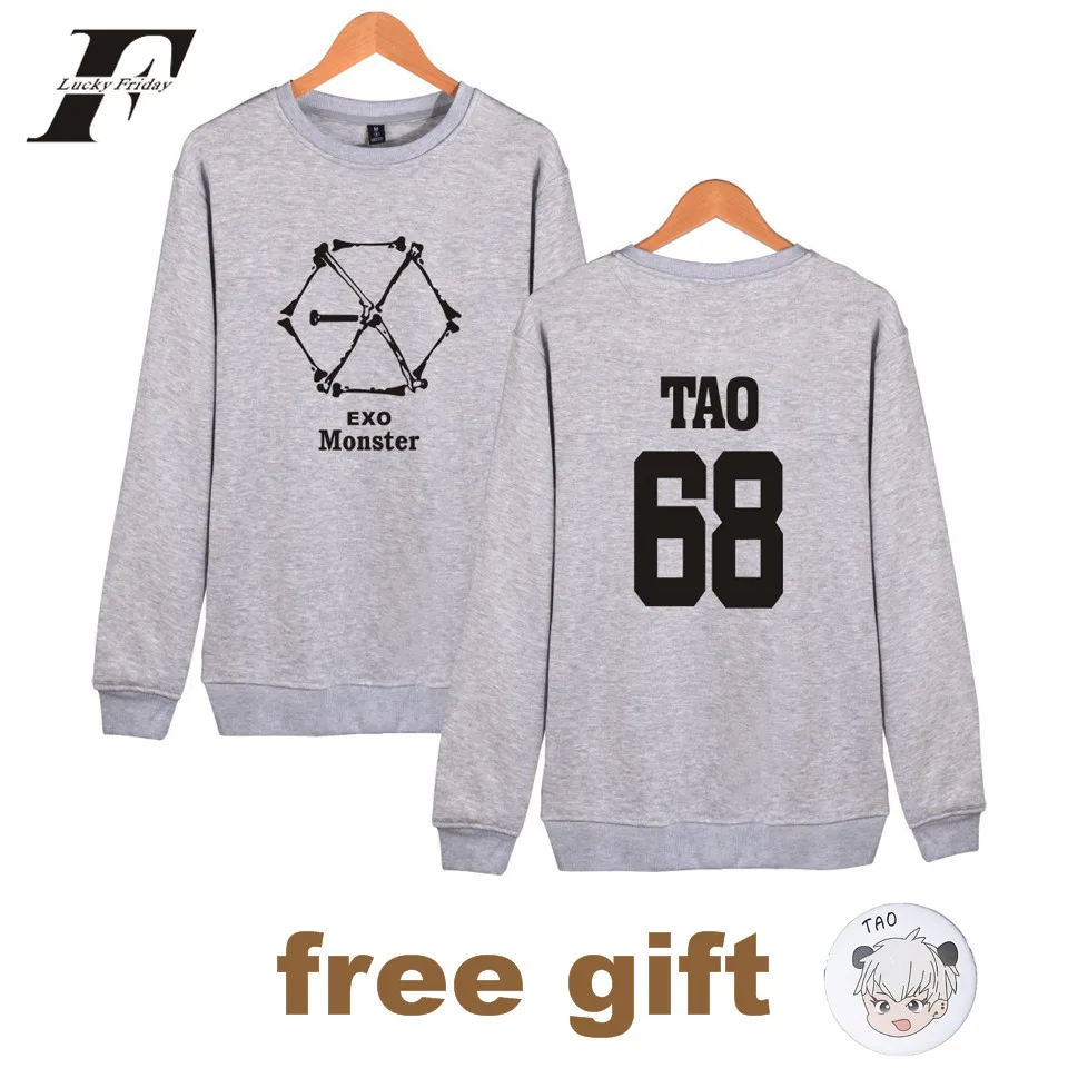 

LUCKYFRIDAYF EXO MONSTER Capless Sweatshirt Women Fans Hoodies Kpop Autumn Hoodies Clothes TAO CHEN CHANYEOL KAI SEHUN XIUMIN