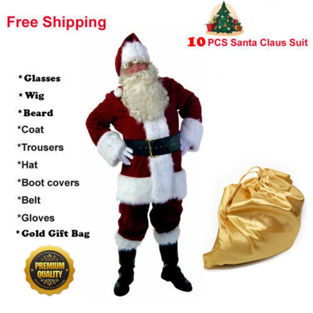 Adult Christmas Costume Deluxe Velvet Santa Suit