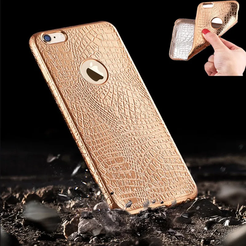 Модный 3D чехол из крокодиловой змеиной кожи для iPhone 6 6s 7 Plus 5 5S SE ультра тонкий