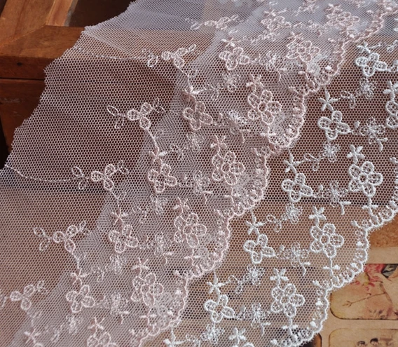

6M/lot DIY handmade accessories material pink lace trim decoration 9cm wide computer embroidery lace fabric RS584