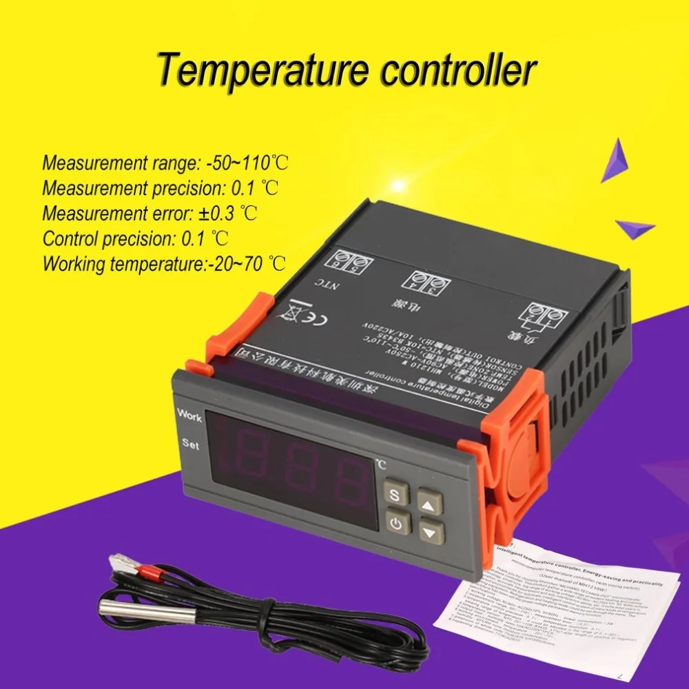 MH1210W AC90-250V цифровой Температура Термостат Регулятор управление ler-50 ~ 110 градусов нагрева охлаждения управление NTC сенсор
