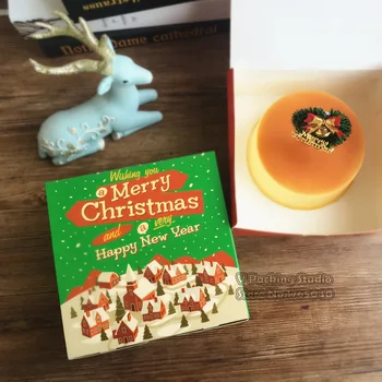 

6 inch Christmas Cheese cake, Cheese Cake Paper Box Cookie Container gift Packaging Wedding Christmas Use100pcs/lot