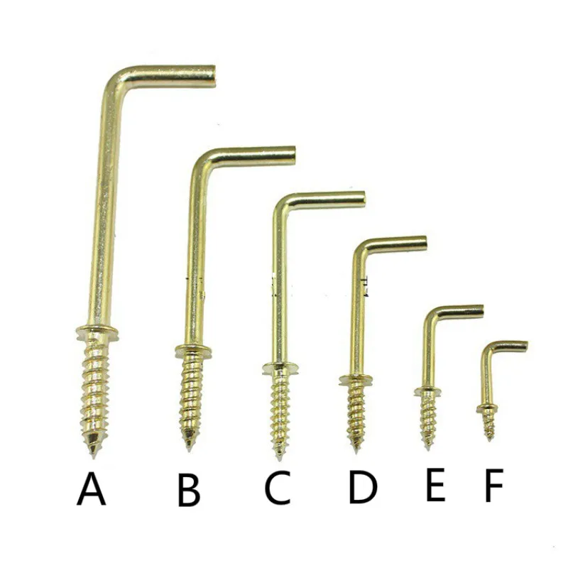 

5 Size Right Screw Hook Furinture Fastener Light L Hook Decoration Frame Accessoriess Gold