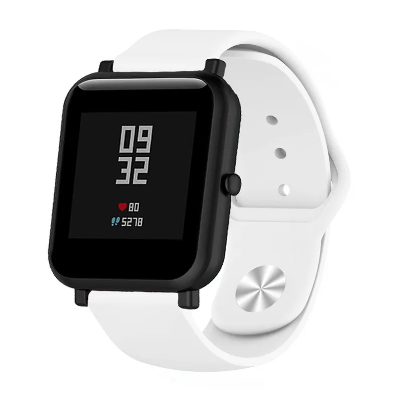 Силиконовый браслет для Xiaomi Huami Amazfit Bip BIT Lite ремешок часы для galaxy Watch 42 мм gear sport/GTS Ремешок Браслет - Color: White