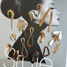 DIY серьги аксессуары с покрытием из чистой меди 18K настоящие золотые листья тисненые щеткой текстуры серьги ювелирные изделия кулон