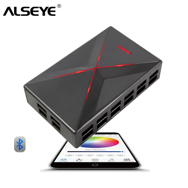 ALSEYE кулер контроллер для Компьютере Bluetooth Скорость вентилятора и LED RGB управления