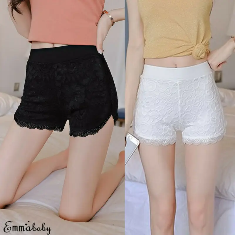 

Summer Women Lace Short Pants Skirt Under Briefs Solid Shorts Lady