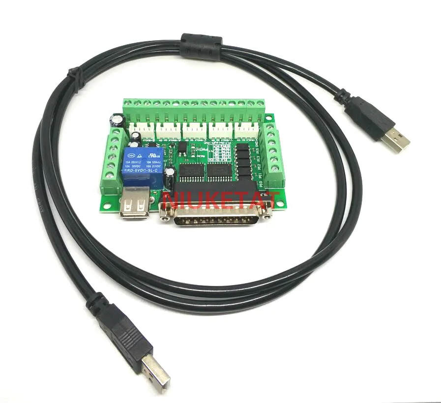 

1/set MACH3 Engraving machine 5 Axis CNC Breakout Board With Optical Coupler For Stepper Motor drive controller+USB cable