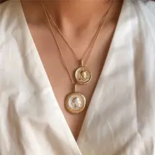 Figure Coin Pendant Canadian Coin Station Vintage Double Chain Layered Necklace coin layered bolo necklace