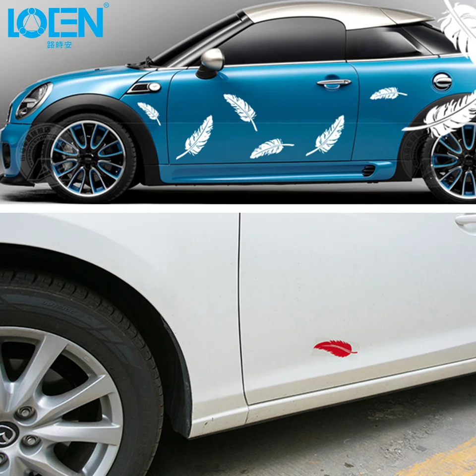 

Reflective Personality Feather Car Stickers Bonnet Hood Body Window Car Styling For Golf 7 Stickers Removable For BMW Benz Audi