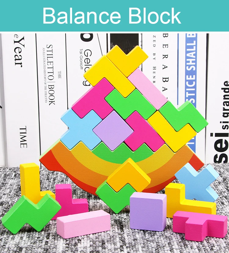 Brinquedo do Bebê de Madeira Blocos de Tetris Jogo de Mesa o Desenvolvimento do Cérebro do Bebê Educacionais do Bebê Presentes para as Crianças Bloco Equilíbrio Desbasta Brinquedos 2 Cheap Blocos de madeira