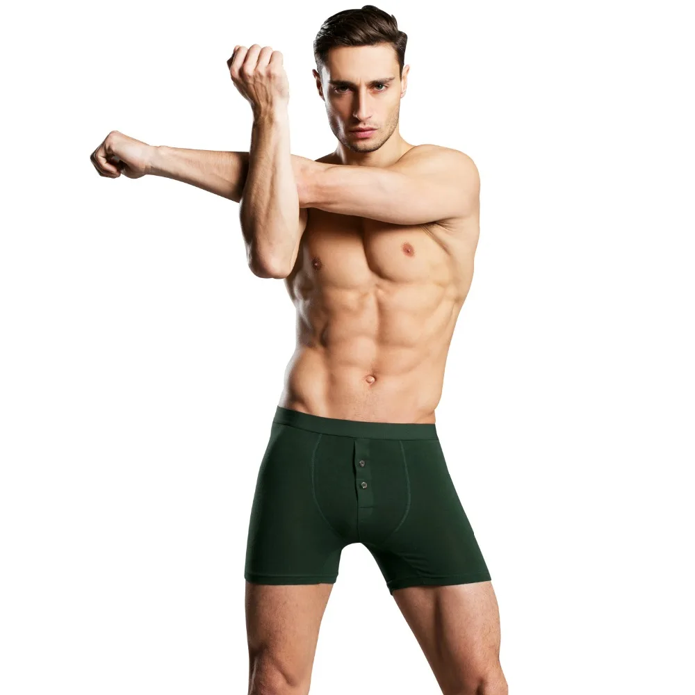 Лидер продаж удобные хлопковые боксеры на пуговицах с длинными штанинами