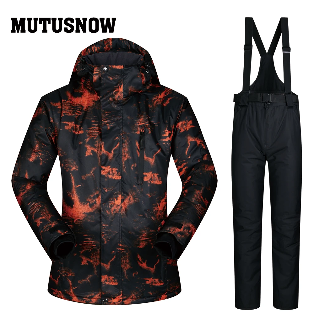 MUTUSNOW 2019 بدلة تزلج الرجال الماركات جديد في الهواء الطلق يندبروف ماء رشاقته الملابس الذكور السراويل تاي الشتاء التزلج على الجليد سترة