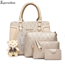 Soperwillton Women Bag Luxury Handbags Shoulder Patchwork Crossbody Messenger Women’s Bag 4 Pieces Female Bolsa Feminina #1122