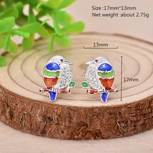 2019 Hot Sales 925 Silver Stud Earrings Beautiful Vivid Owl and Color Enamel Earring for Women Animal Jewelry hot sales vivid life size skull model