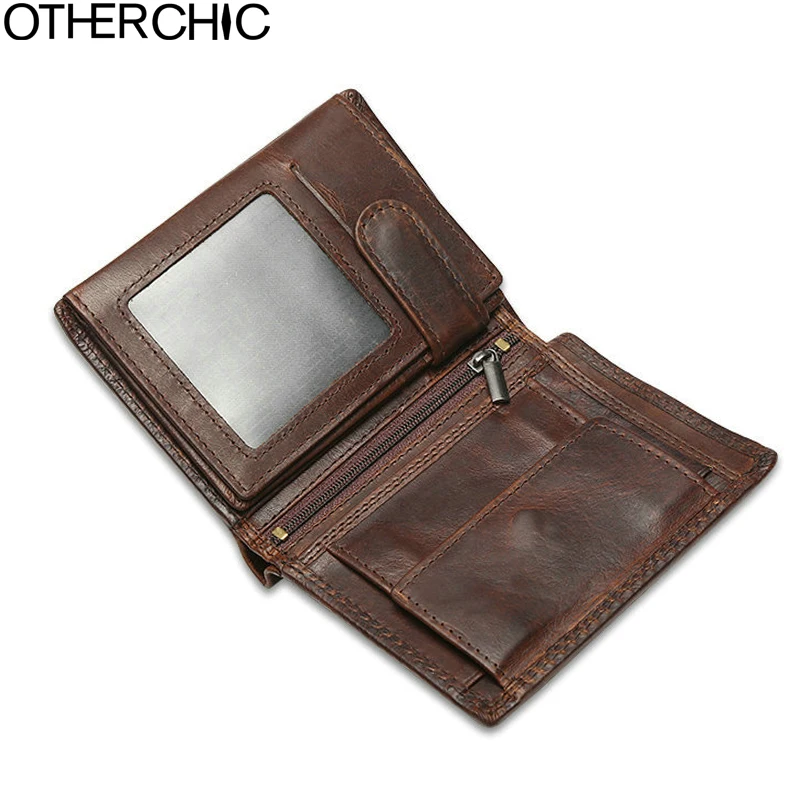 

OTHERCHICVintage Men Wallets Crazy Horse Leather Wallets for Men Multi Function Men Wallet Coin Pocket Brown Male Purse 17Y03-04