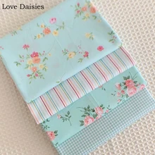 Хлопок синяя пасторальная красная оранжевая Цветочная розовая роза красная зеленая полоса клетчатая саржевая ткань для самодельного декора одежды ручной работы