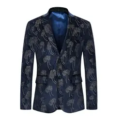 Высокое качество Мужские Smart Бизнес Повседневные принты костюм блейзеры Slim Fit Две кнопки Демисезонный Мода Большой Размеры M-6XL пиджак