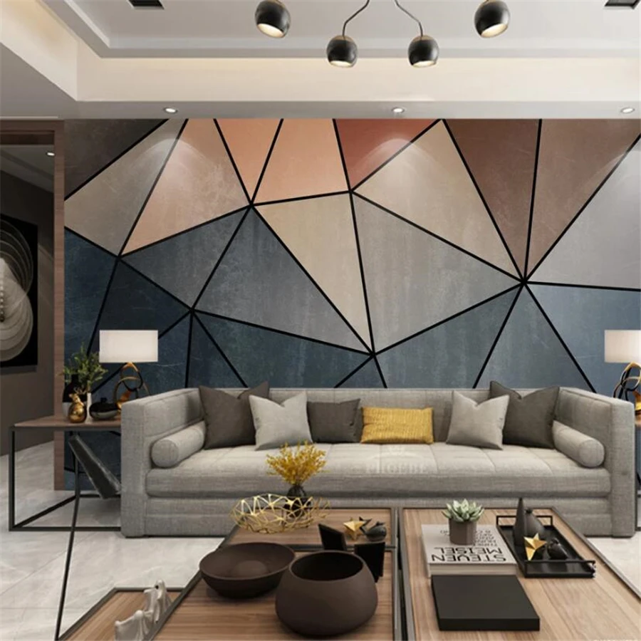 Пользовательские обои 3d фрески микро-резные треугольные современные минималистичные скандинавские геометрические ТВ фоновые обои для стен